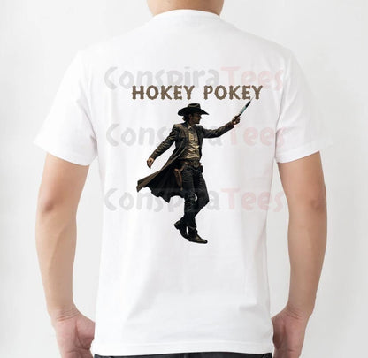 HOKEY POKEY - Original shirt design by ConspiraTees. Cowboy with a medical needle.